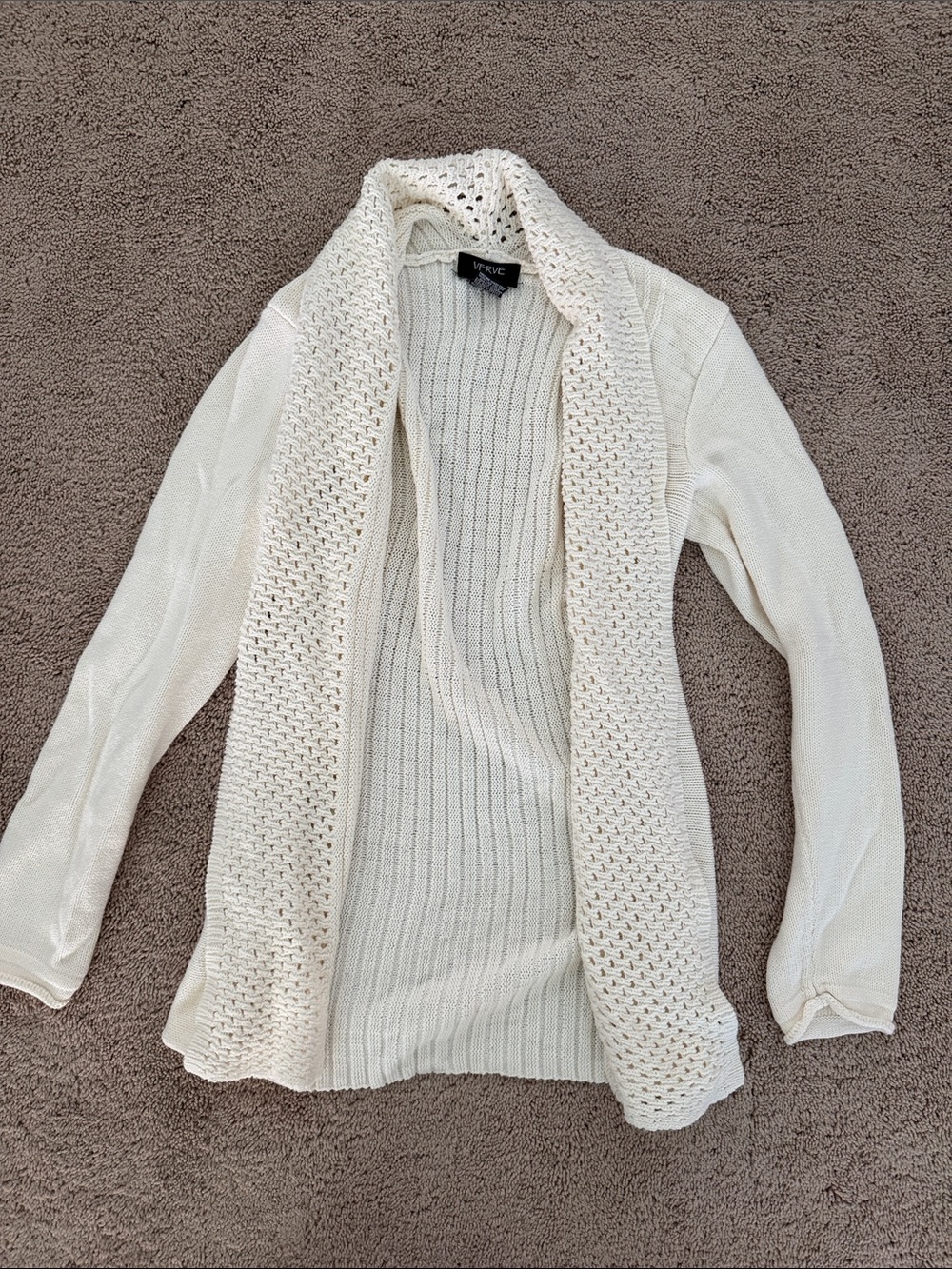 Verve Ami Cream Open-Front Knit Cardigan